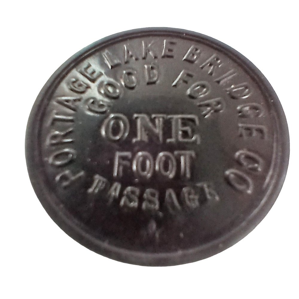 Vintage Michigan Portage Lake Bridge Token Good For One Foot Passage Copper Coin